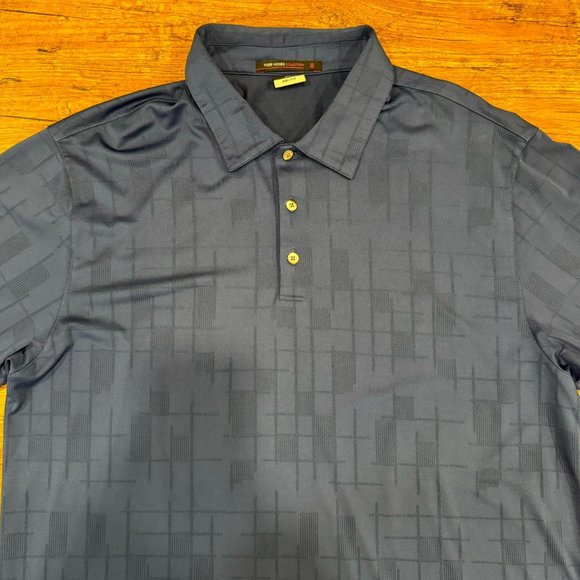 Nike Dri-Fit Blue Tiger Woods Geometric Stripe Performance Golf Polo Shirt Men L - Picture 1 of 9